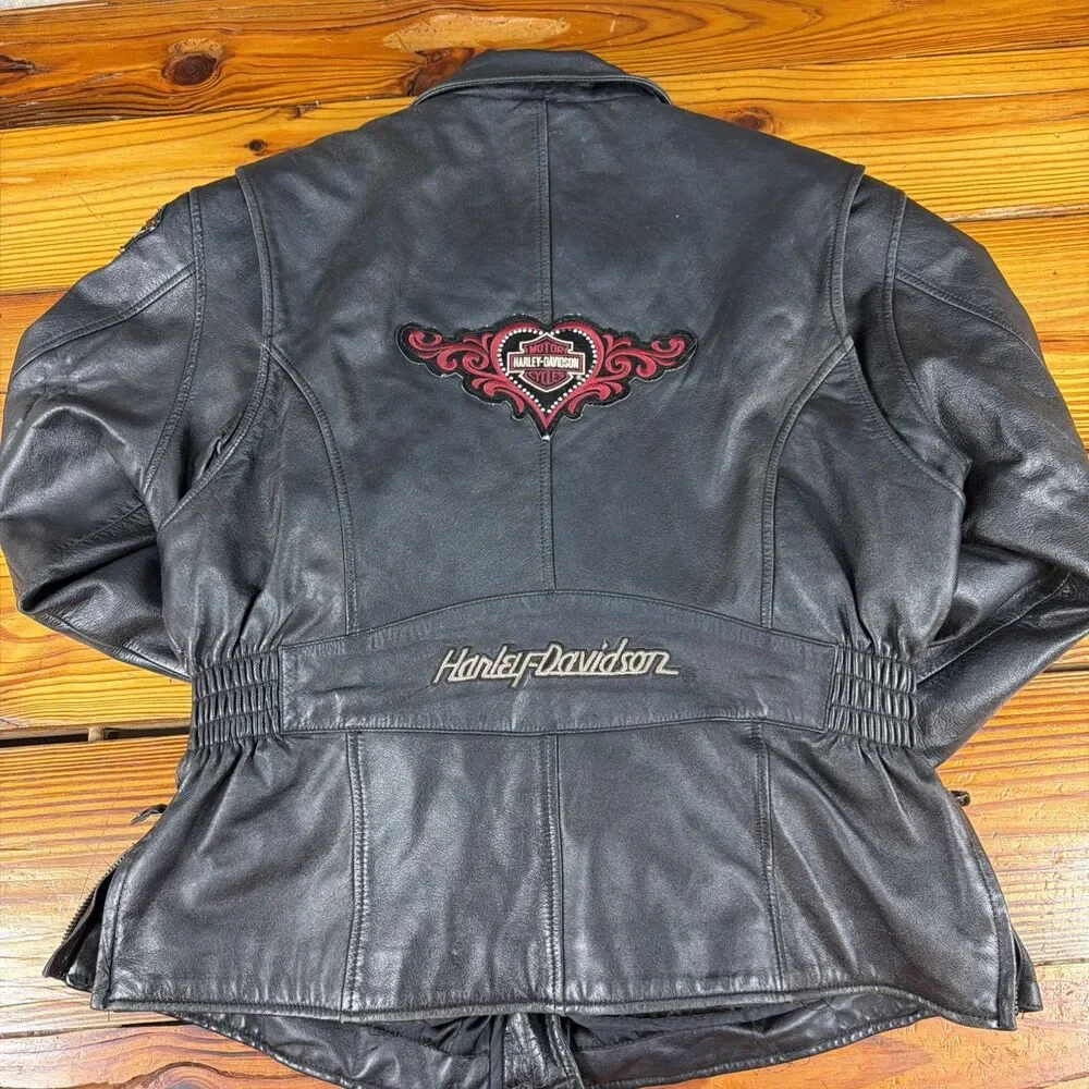 womens harley davidson leather jacket medium Vintage 2004 Removeable Liner!